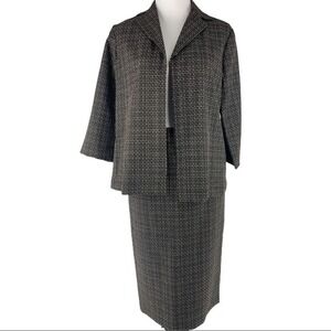 Yansi‎ Fugel Women's NWT Black Tattersall Designer Blazer Skirt Suit S-C38/2-W28